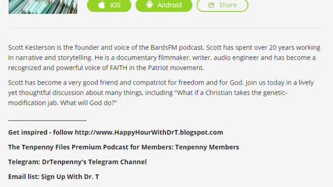 Dr. Sherri Tenpenny & Scott Kesterson of BardsFM - AUDIO ONLY - Got shot - regrets - now what?