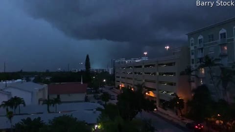 Bright Blue Glow Fills Sky as Lightning Strikes Power Transformer