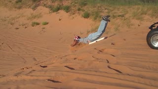 Waynoka Sand Dunes riding the cooler lid didn't work just a face plant