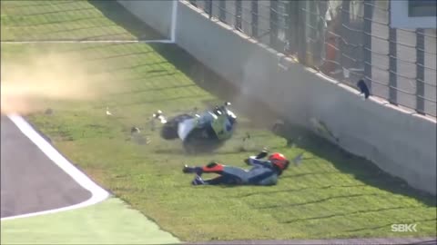 WSBK - Gino Rea impressive front flip Crash at Magny Cours with slowmotion
