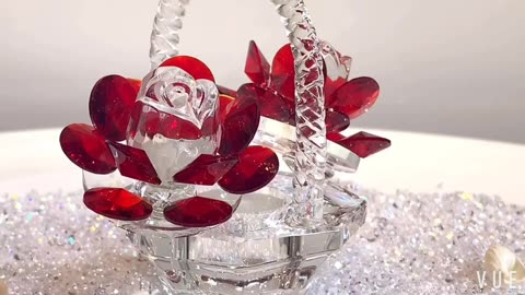 H&D HYALINE & DORA Crystal Red Rose Flower