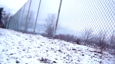 Sledding down a hill in Burlington, Vermont in Winter