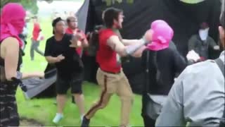 Helmet guy full antifa beatdown