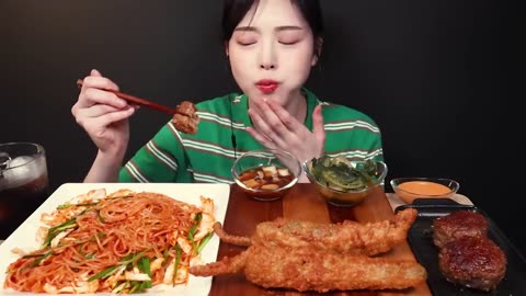 Crispy deep-fried pepper Mukbang Asmr