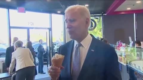 BIDEN, eating ice cream: "Our economy is strong as hell"