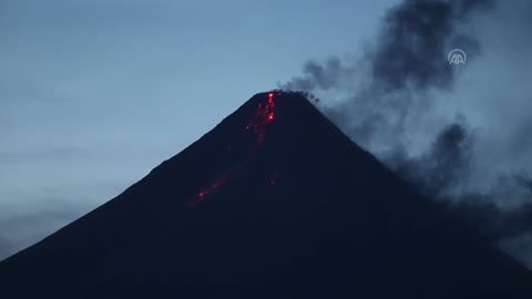 Lava flows at Mayon Volcano in the Philippines