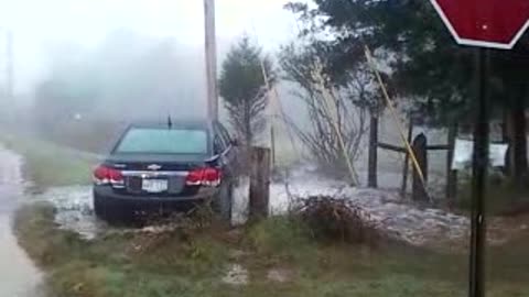 Car Hits Fire Hydrant and Gets Stuck on Top
