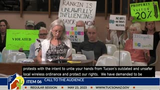 Ann Rose speaks at the Tucson CC Meeting on May 23, 2023