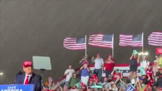 Trump Speech in Pouring Rain at Rally in Miami