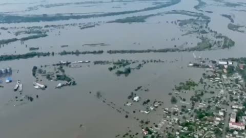 The city of Hola Prystan, Kherson region is almost completely flooded