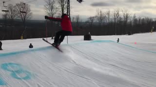 First time skier tries to jump ramp, ends as expected