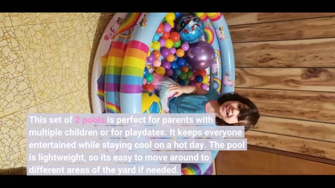 JOYIN Inflatable Kiddie Pool, 2 Pack 47'' Rainbow Unicorn Baby Swimming Pool 3 Ring Swim Pool f...