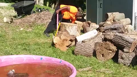 George Chopping Firewood