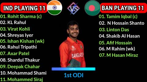 India vs Bangladesh 1st ODI Playing 11 Comparison IND vs BAN Playing 11 India Final Playing 11