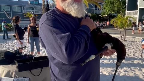 Kevin O’Neil Retired FDNY L-35 Warming Up On The Bagpipes At Fisherman’s Village, Punta Gorda, FL