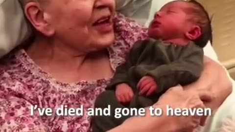 90 year old granny meets baby for the first time