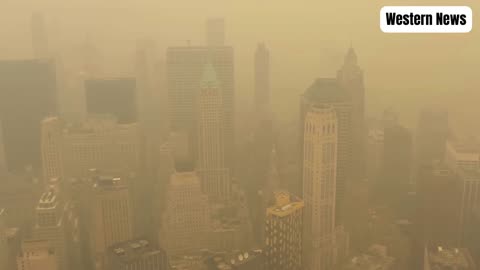Drone footage shows New York City covered in smoke