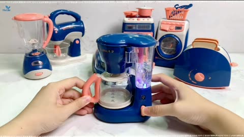 Mini Household Appliances Kitchen Toys, Pretend Play Set with Coffee Maker Blender Mixer and Toaster