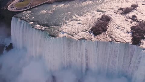 Stunning drone footage of Niagara Falls in the mist