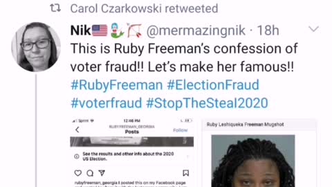 Ruby Freeman - Screengrab of confession to Voter Fraud Crime