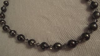 Tahitian Pearl Necklace With Swarovski Crystals Video 1