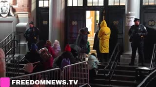 BREAKING: School buses are dropping off illegal migrants at Madison High School in Brooklyn.