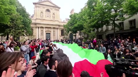 Students protest war in Gaza at Sorbonne University