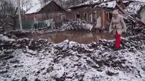 Civilian House Is Destroyed After Russian Artillery Night Shelling Of Horlivka Village In Donetsk Oblast