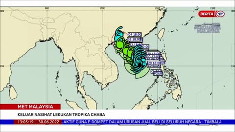 30 JUN 2022 – BERITA TGH HARI – MET MALAYSIA ; KELUAR NASIHAT LEKUKAN TROPIKA CHABA