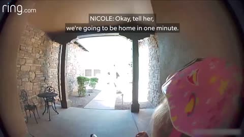 Taylor talks to her neighbour on ring video Doorbell after running away from a Bob cat|