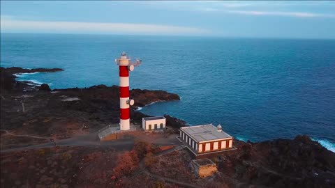 view from the height of the lighthouse faro de rasca on tenerife canary islands spain wild coast