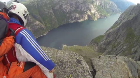 Incredible rodeo wingsuit BASE jump