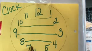 Lady Demonstrates How Hour Positions on a Clock Face Add Up to 12