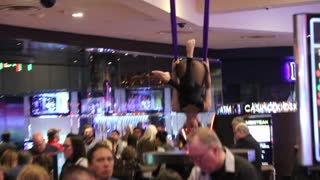 Acrobatic entertainment girls at the Hard Rock hotel and casino in Las Vegas.