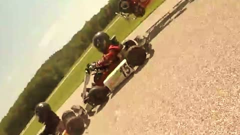 Slo motion kid kart crash on opening lap of 2016 nationals