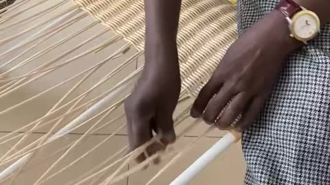 Diy rattan weaving on pool bed.