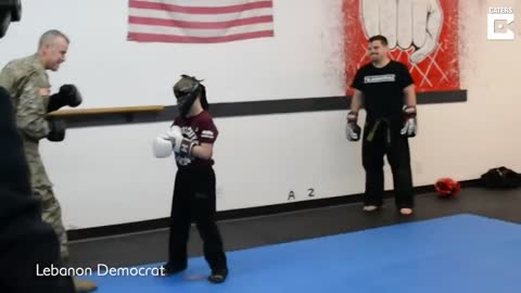 Home coming Sergeant Surprises Son In Taekwondo Lesson
