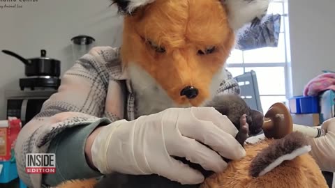 Wildlife Staff Wear Fox Masks to Take Care of Baby Fox...