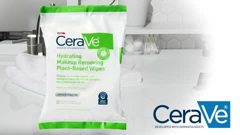 CeraVe Hydrating Facial Cleansing Makeup Remover Wipes| Plant Based Face Wipes|