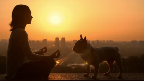 Serene Sunrise Meditation with Best Friend 🌅🧘‍♀️🐾"