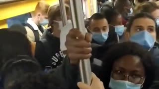 Paris Metro jam packed with people during Covid-19