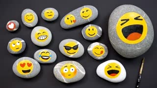 Emoji Rocks with acrylic paint