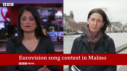 Israel heads to Eurovision final, after a day ofprotests in Sweden | BBC News