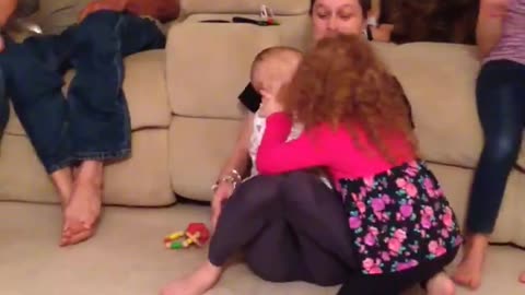 Toddler kisses everyone in the room!! SOOO FUNNY!