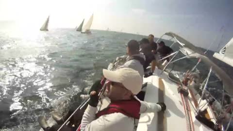Spinnaker Yacht Sailing Regatta Race around the buoys.