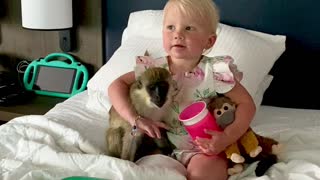 Monkey Hugs Her Human Best Friend