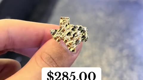 Solid Gold Men's Diamond Cut Texas Nugget Ring