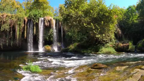 Beautiful music and running water from waterfalls