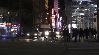 Night Street Cross Walk Record In Traffic Light