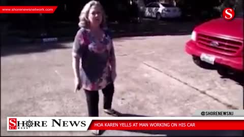 HOA Karen yells at man working on his own car